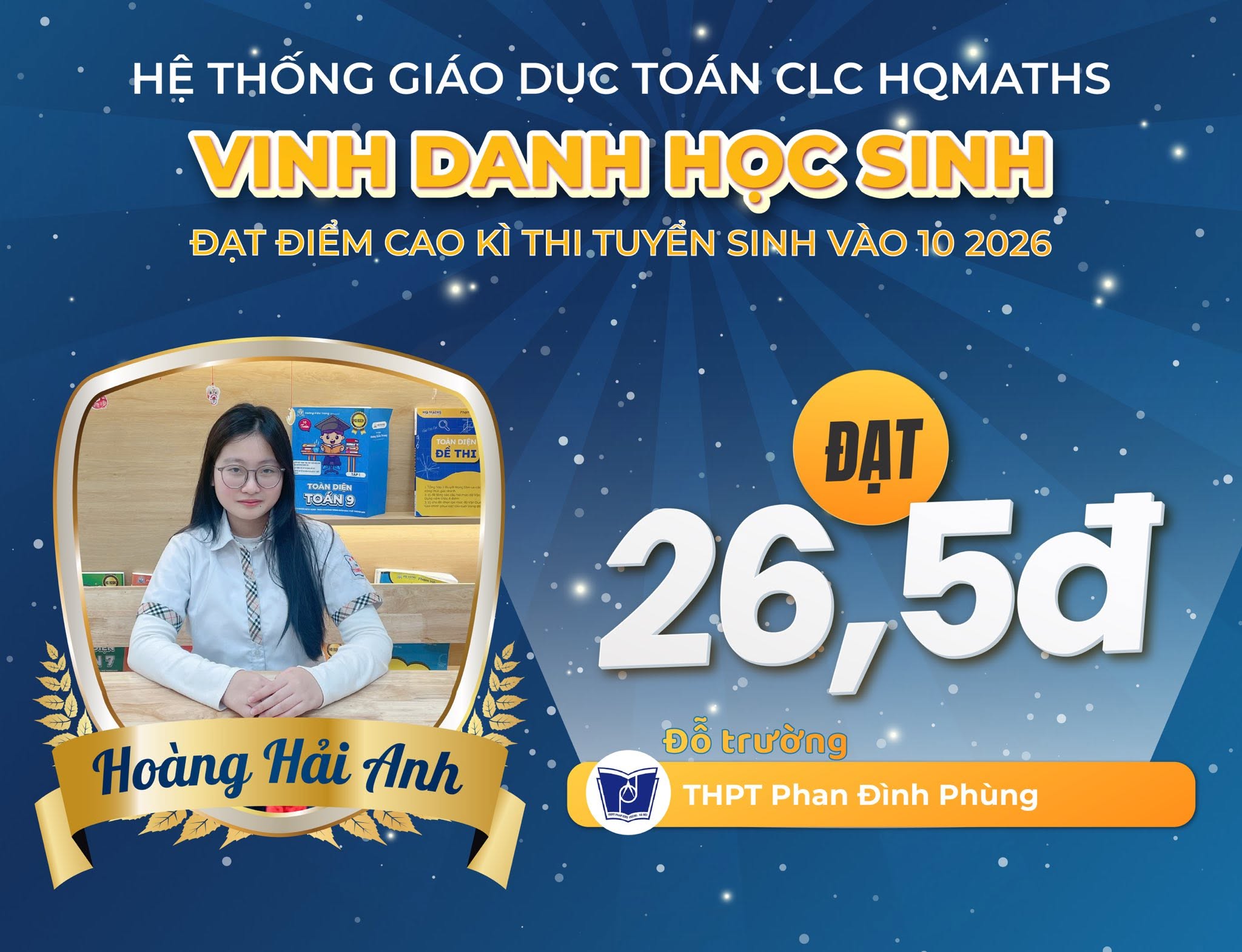 Hoàng Hải Anh - THPT Yên Hòa - 26.5đ