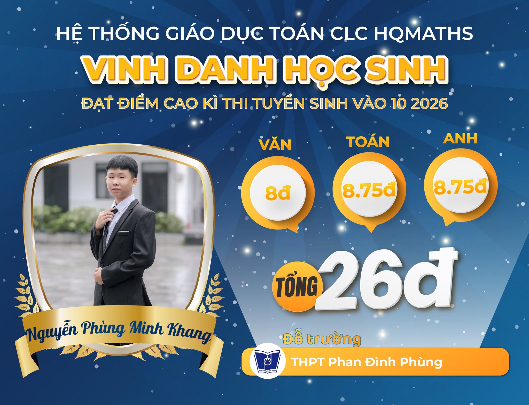 Nguyễn Phùng Minh Khang - THPT Phan Đình Phùng - 26đ